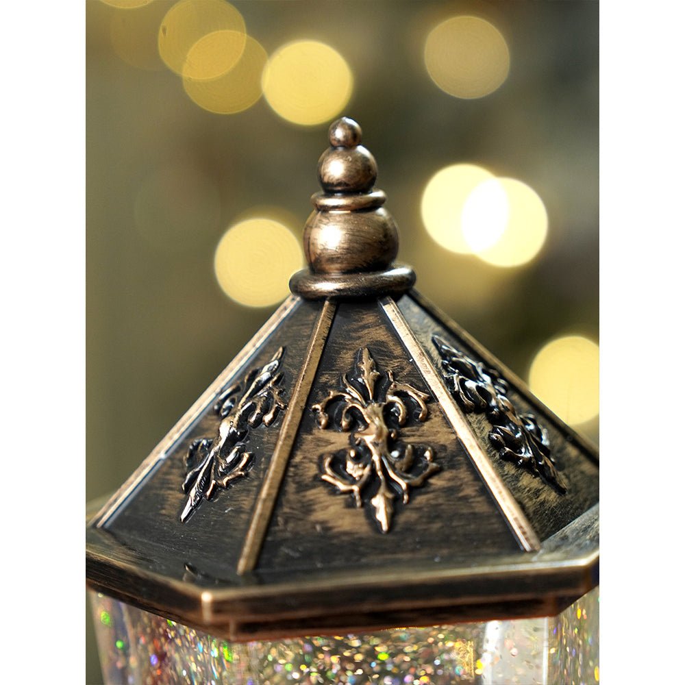 Little Surprise Box Santa Star Tree Vintage Street lamp style , Glitter water with lights christmas home Decor - Christmas Hat