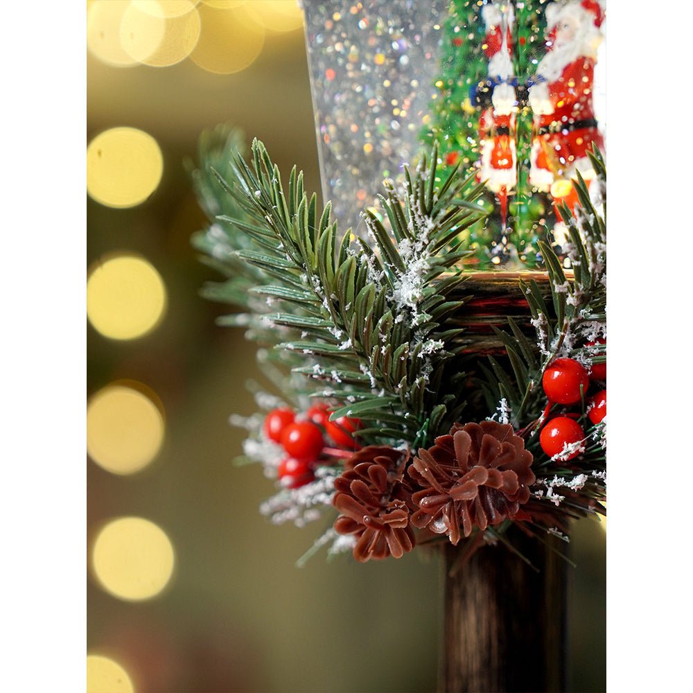 Little Surprise Box Santa Star Tree Vintage Street lamp style , Glitter water with lights christmas home Decor - Christmas Hat