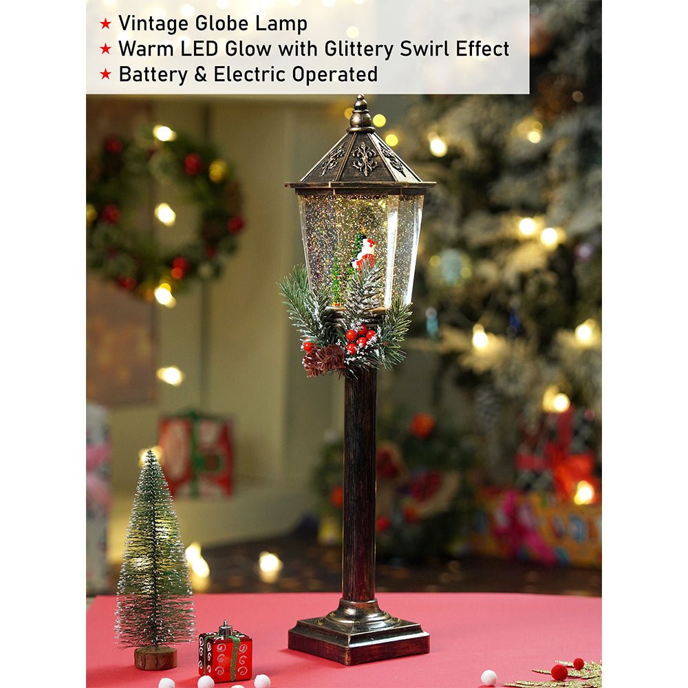 Little Surprise Box Santa Star Tree Vintage Street lamp style , Glitter water with lights christmas home Decor - Christmas Hat