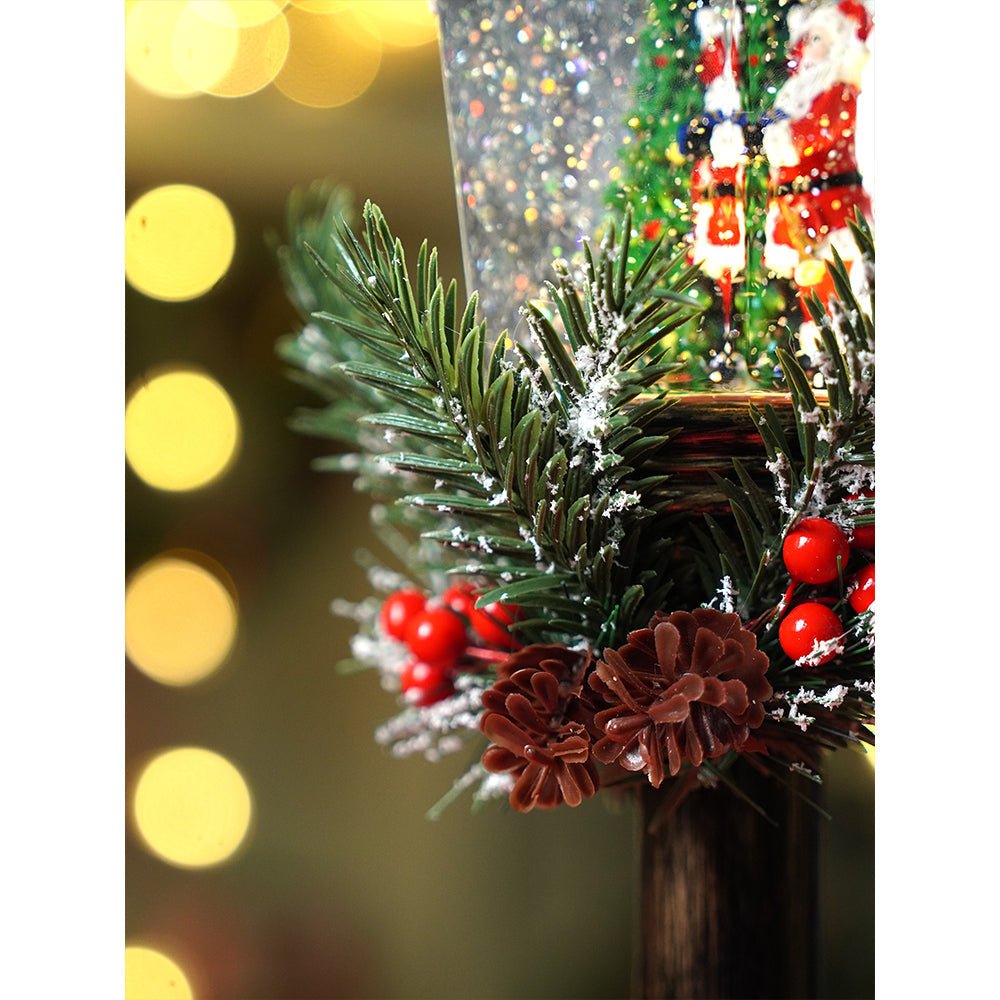 Little Surprise Box Santa Tree Vintage Street lamp style, Glitter water with lights christmas home and table décor - Christmas Decor