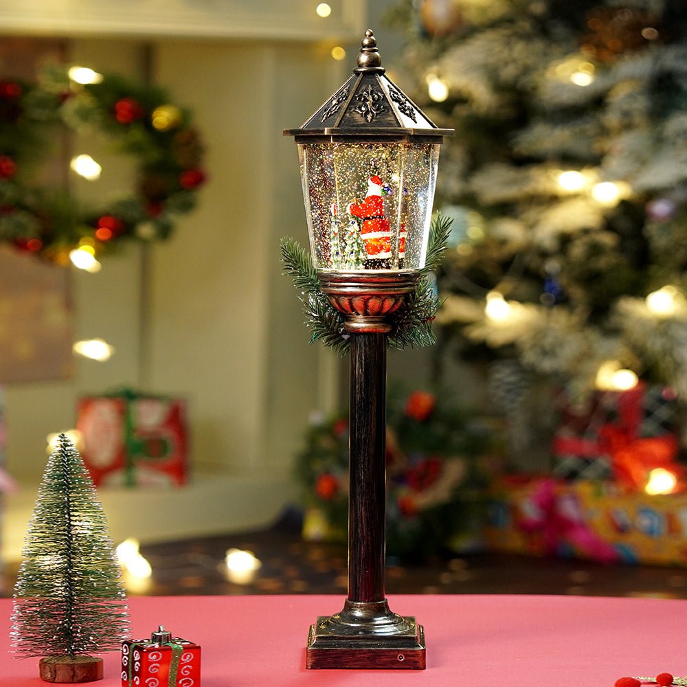 Little Surprise Box Santa Tree Vintage Street lamp style, Glitter water with lights christmas home and table décor - Christmas Decor