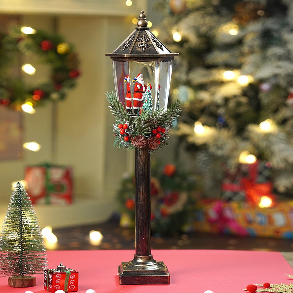Little Surprise Box Santa Tree Vintage Street lamp style, Glitter water with lights christmas home and table décor - Christmas Decor
