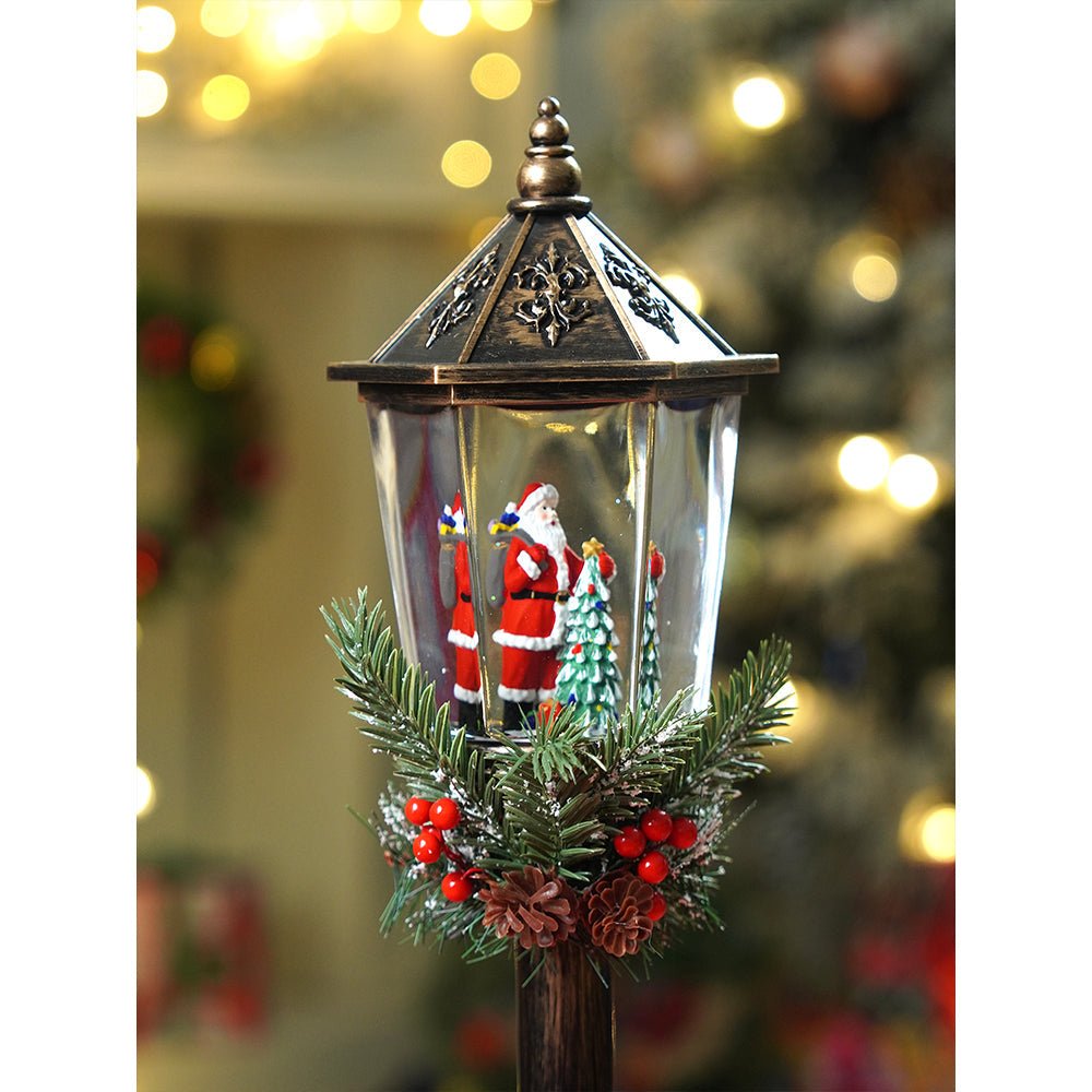 Little Surprise Box Santa Tree Vintage Street lamp style, Glitter water with lights christmas home and table décor - Christmas Decor