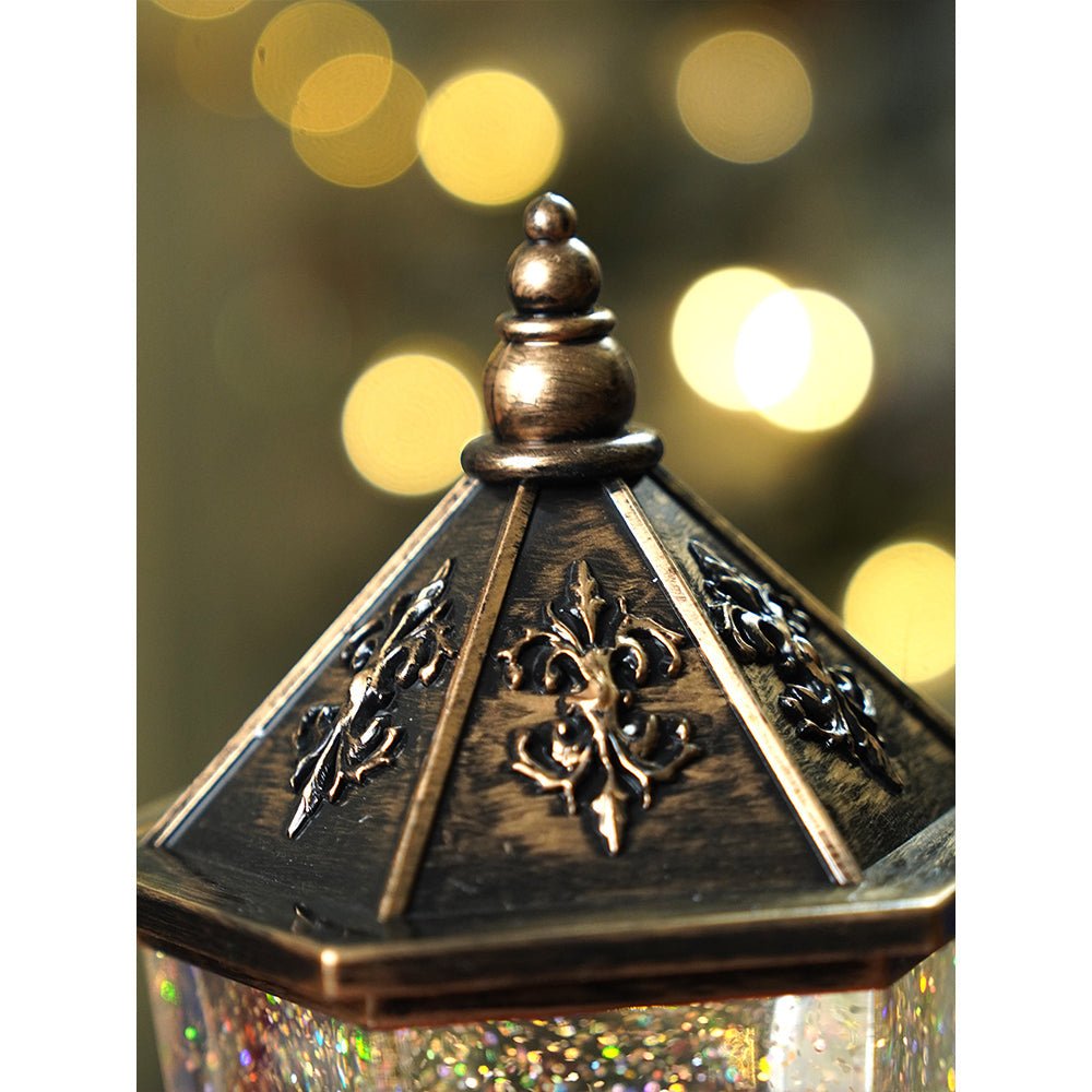 Little Surprise Box Santa Tree Vintage Street lamp style, Glitter water with lights christmas home and table décor - Christmas Decor