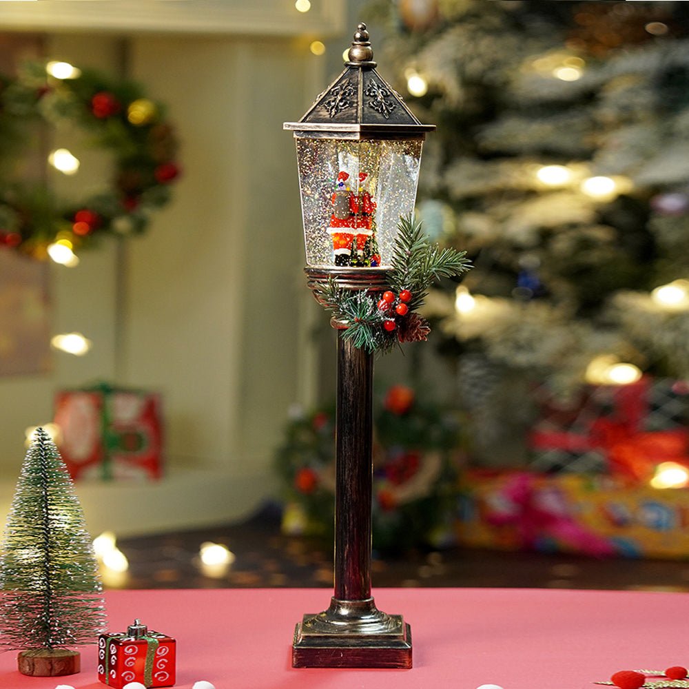 Little Surprise Box Santa Tree Vintage Street lamp style, Glitter water with lights christmas home and table décor - Christmas Decor
