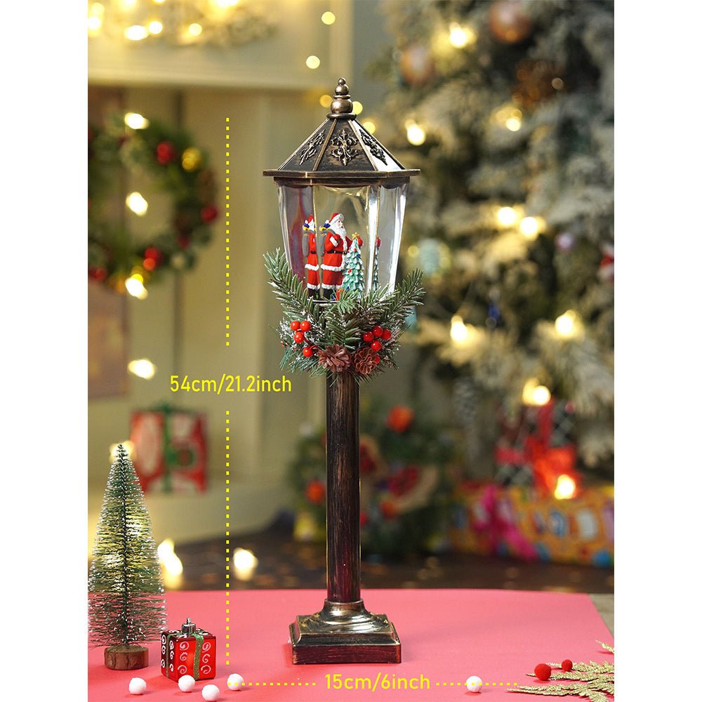 Little Surprise Box Santa Tree Vintage Street lamp style, Glitter water with lights christmas home and table décor - Christmas Decor
