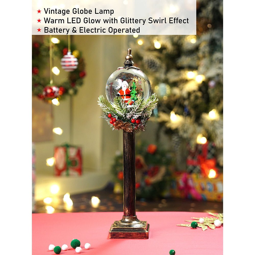 Little Surprise Box Santa Vintage Globe lamp style, Glitter water with lights christmas home and table décor - Christmas Decor