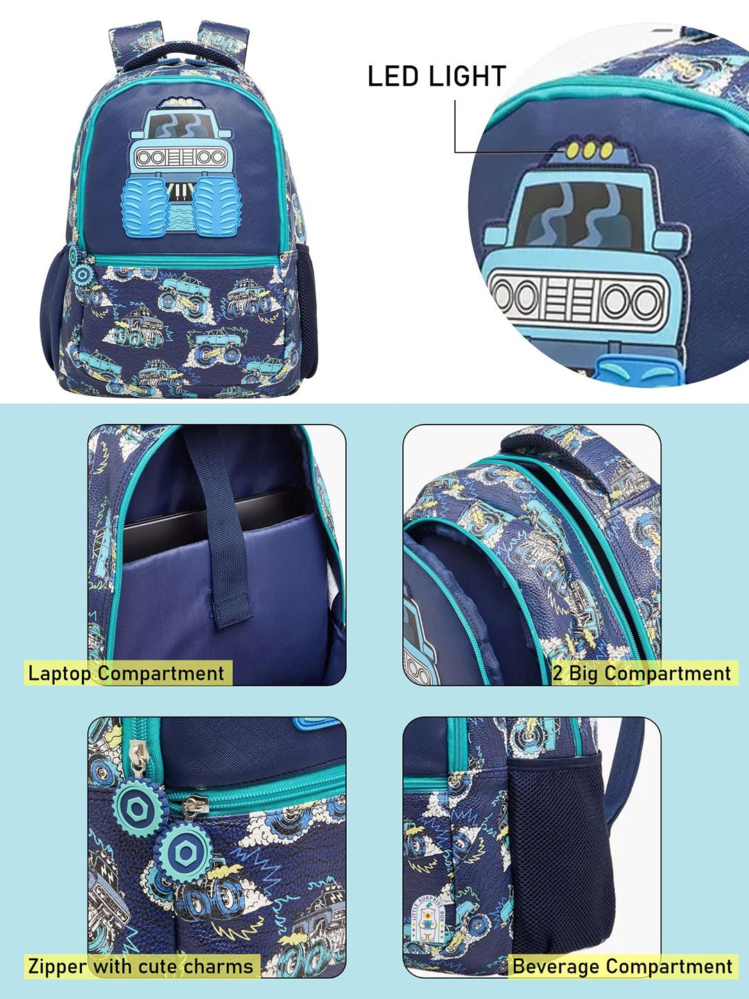 Little Surprise Box, School Backpack for Kids, 5yrs - 10yrs - LSB - BG - TRUCK - ONLY - BAG