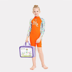 Little Surprise Box “She’s So Lucky” Printed Kids Swimwear Set with Cap (UPF 50+) - 3 - 4 Years Kids Swimwear