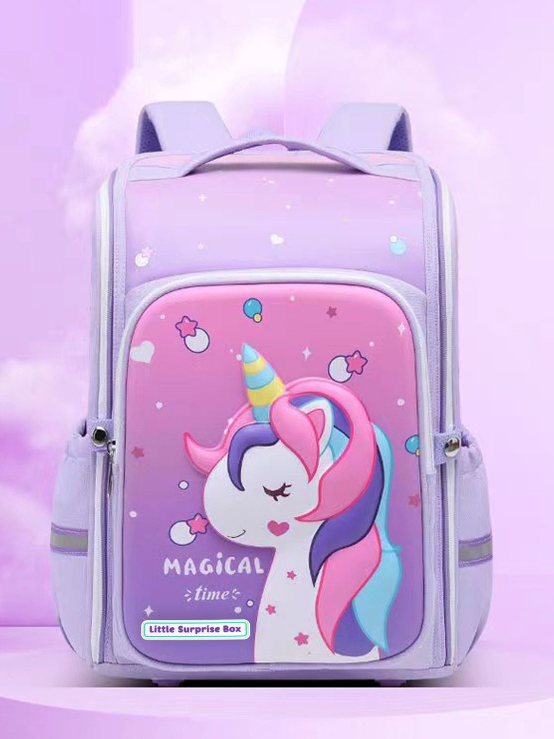 Little Surprise Box, Shimmer Dotted School Backpack for Kids,5yrs - 8yrs - LSB - BG - SHIMRDOTUNICRN