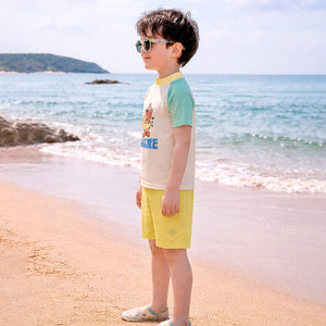 Little Surprise Box Shine Print T-Shirt & Shorts Swim Set with Cap (UPF 50+) - 4 - 5 Years Kids Swimwear