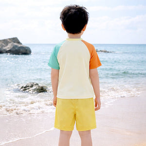Little Surprise Box Shine Print T-Shirt & Shorts Swim Set with Cap (UPF 50+) - 4 - 5 Years Kids Swimwear
