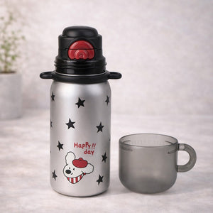 Little Surprise Box Silver Black Star Stainless Steel Kids Water Bottle 500ml - Water Bottle