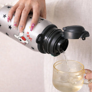 Little Surprise Box Silver Black Star Stainless Steel Kids Water Bottle 500ml - Water Bottle