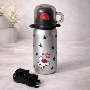 Little Surprise Box Silver Black Star Stainless Steel Kids Water Bottle 500ml - Water Bottle