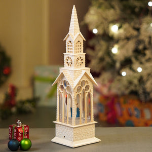 Little Surprise Box Single Tower Church with Holy Family Decor with Musical Glitter Water, Rotation & Light, Christmas Home Décor - Christmas Decor
