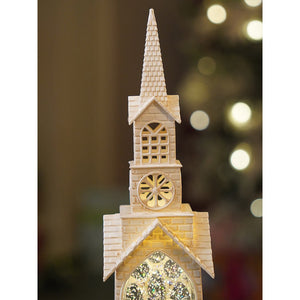 Little Surprise Box Single Tower Church with Holy Family Decor with Musical Glitter Water, Rotation & Light, Christmas Home Décor - Christmas Decor