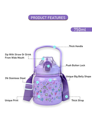 Little Surprise Box Small Belly Bottle, 700ml - LSB - WB - PUR - DOODL - BELY