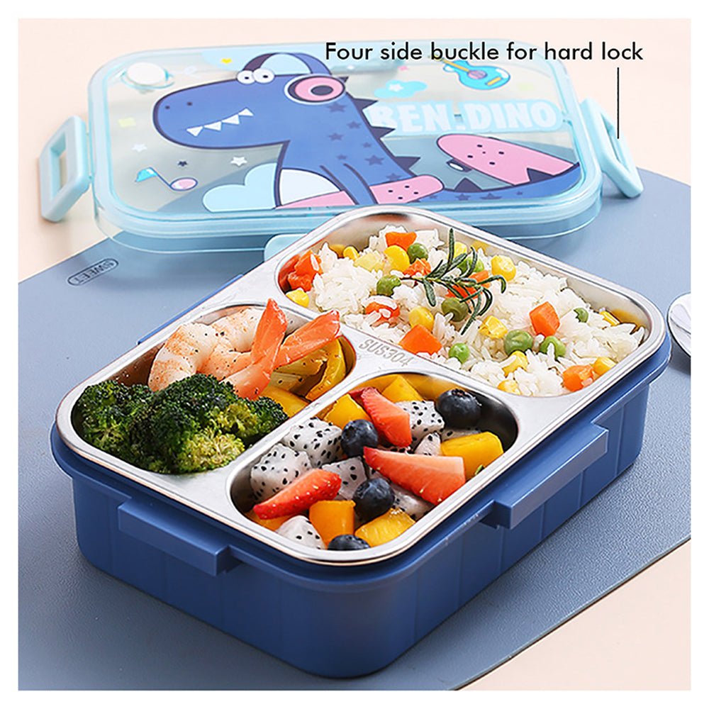 Little Surprise Box Small Dino Lunch Box, Insulated Lunch Bag & chopsticks, spoon Combo Set for Kids - LSB-LBDino-LBCBLUE-SML