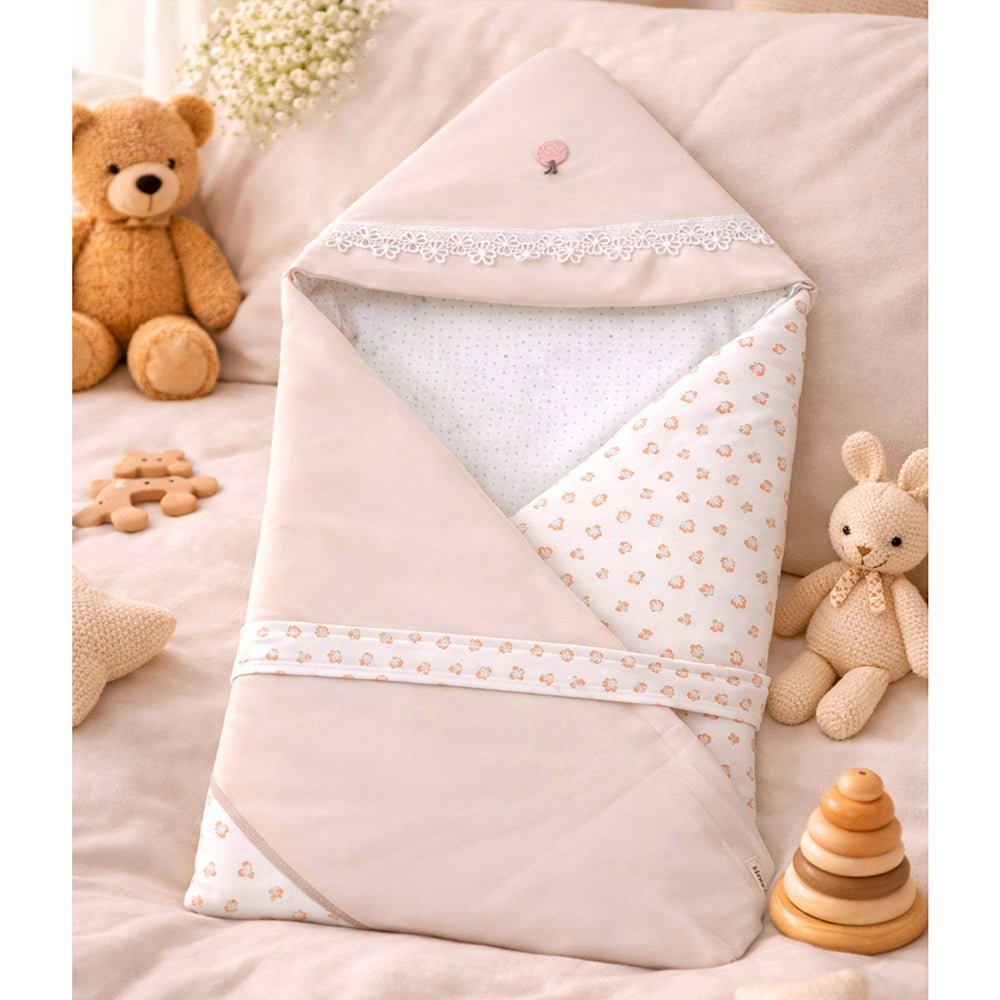 Little Surprise Box Small Leaves Hooded Winter Wrapper with Pouch - Baby Blanket