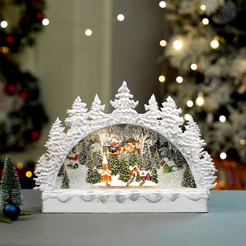 Little Surprise Box Snow mountain Village with Musical Glitter Water & Lights, Christmas Home Décor - Christmas Decor