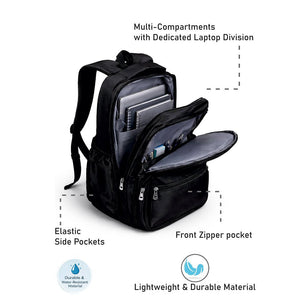 Little Surprise Box Solid Black Ted Glasses Badge School Backpack for Older Kids & Teens - School Bag