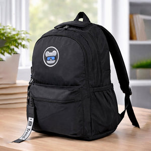 Little Surprise Box Solid Black Ted Glasses Badge School Backpack for Older Kids & Teens - School Bag