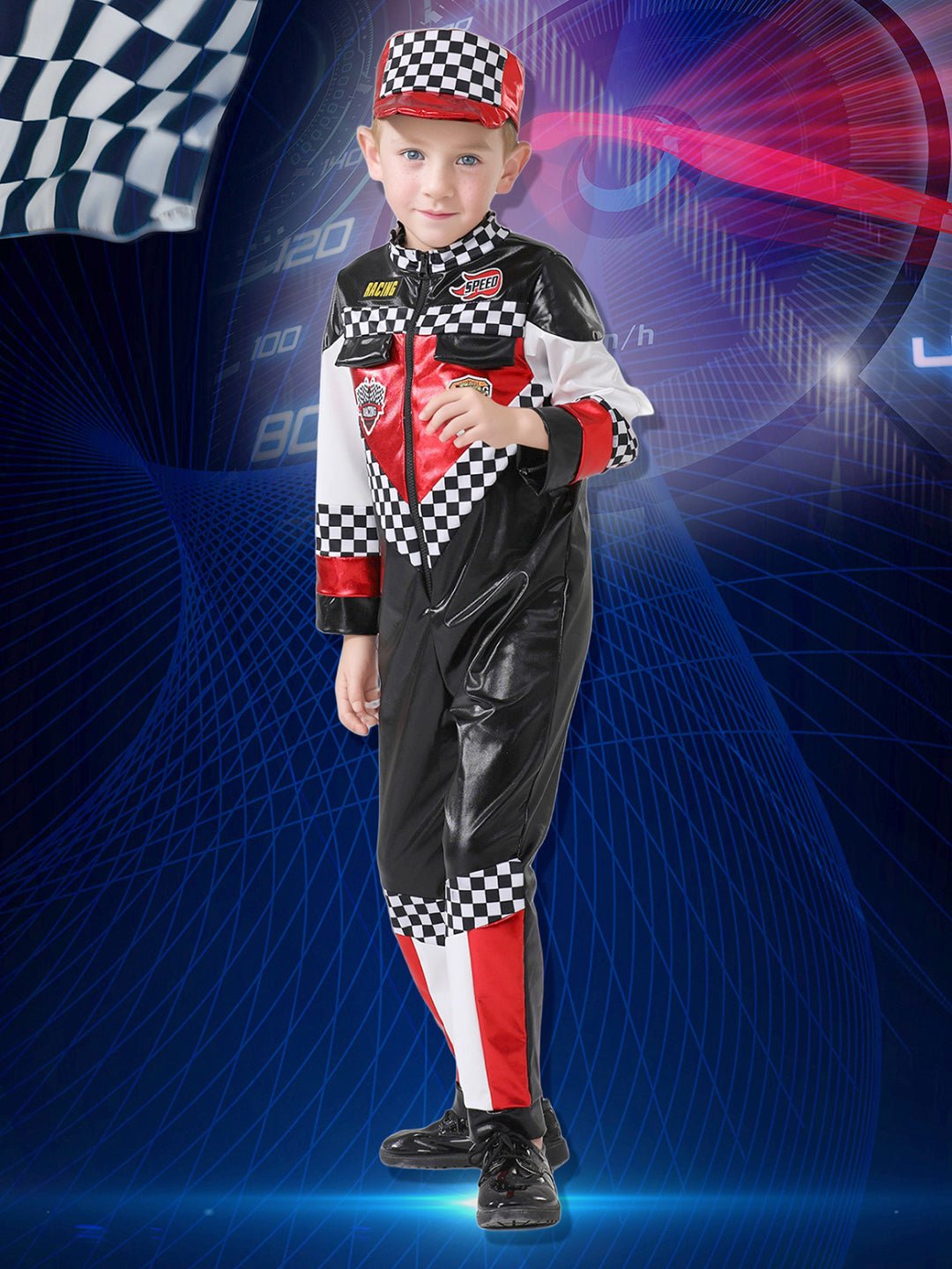 Little Surprise Box Speed Racing Car Rider costume Kids Halloween Costume Fancy Dress Up - LSB - HWC - RACER - 4 - 6Y