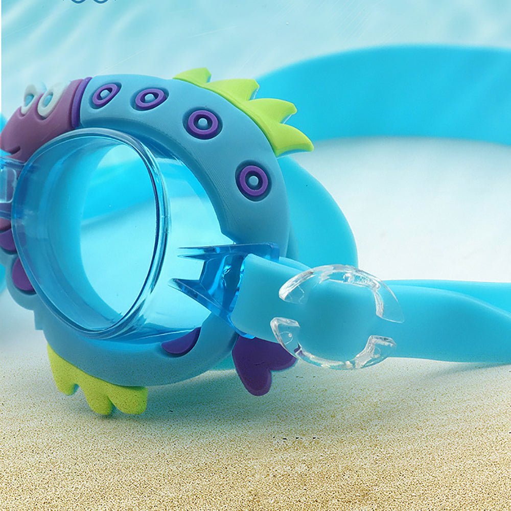 Little Surprise Box Spiky Fish Frame UV protected anti-fog unisex swimming goggles for Kids. - LSB-SG-fishLbluegogle