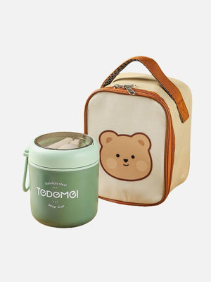 Little Surprise Box Stainless Steel Soup Box /Tiffin with Insulated Vertical Tiffin Bag with detachable Spoon for Kids & Adults, - LSB-LB-Soupboxgreen