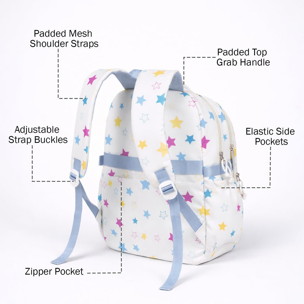 Little Surprise Box Star Print Kids Backpack with Detachable Plush Keychain - School Bag