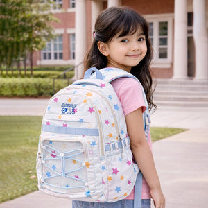 Little Surprise Box Star Print Kids Backpack with Detachable Plush Keychain - School Bag