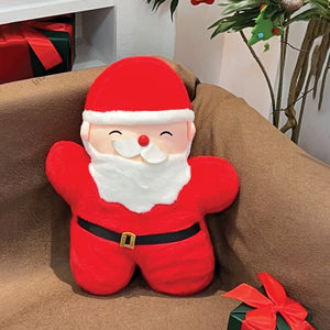 Little Surprise Box Star shape Soft Fluffy Santa Pillow, Christmas Sofa Throw and Xmas Bedding Décor - Throw Pillow