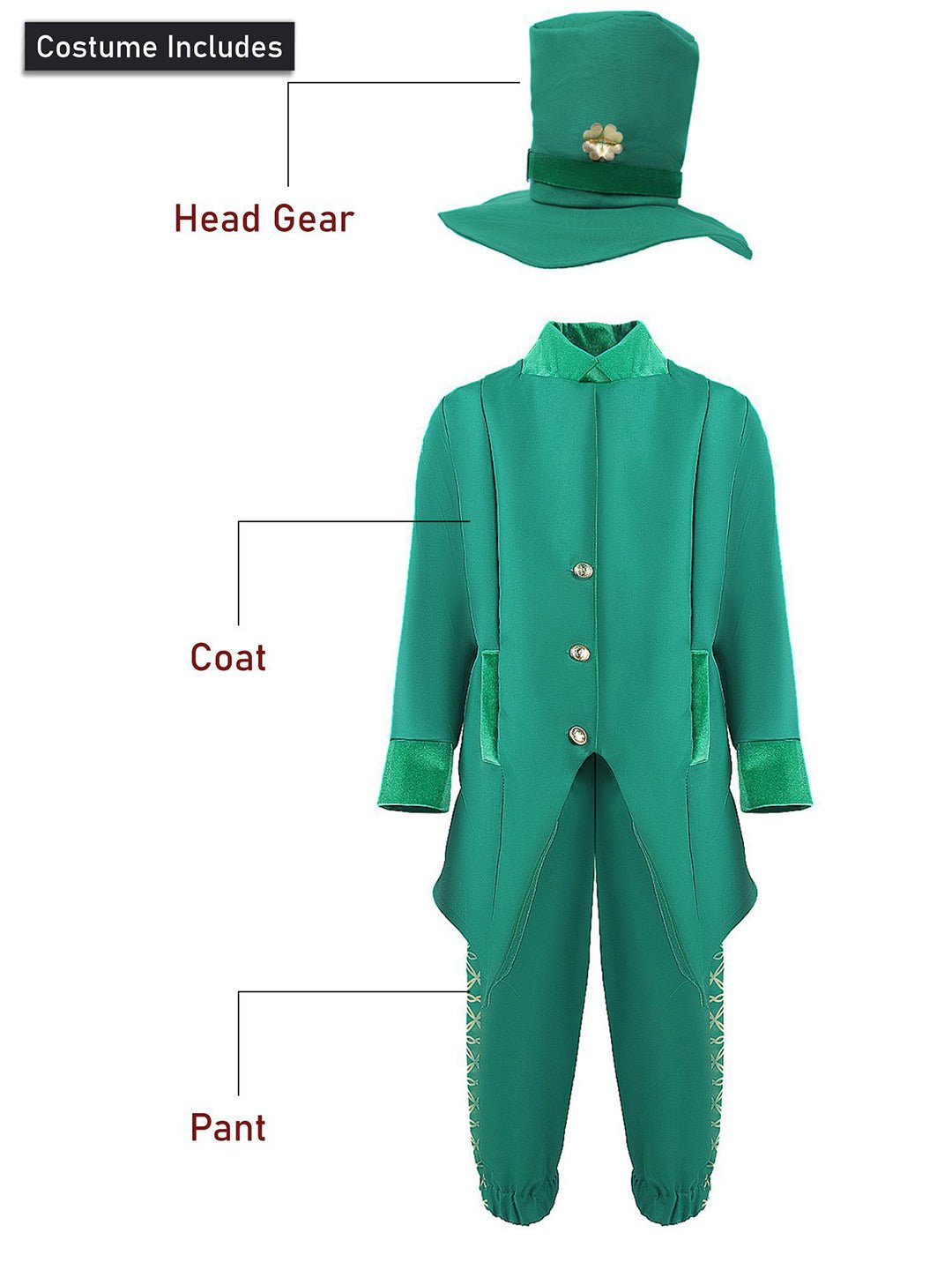 Little Surprise Box St.Patricks Day costume for Boys Kids Halloween Costume Dress Up - LSB - HWC - PATRICKBOY - 4 - 6Y