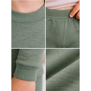 Little Surprise Box Stripes Dark Green Round Neck Upper & Lower Body Thermal Winter Warmers - 2 - 3 Years Kids Thermal Wear