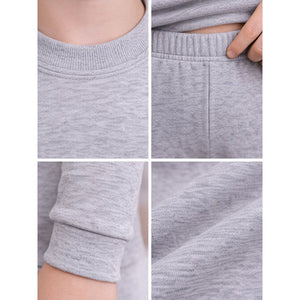 Little Surprise Box Stripes Grey Round Neck Upper & Lower Body Thermal Winter Warmers - 2 - 3 Years Kids Thermal Wear