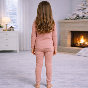 Little Surprise Box Stripes Maroon Round Neck Upper & Lower Body Thermal Winter Warmers - 2 - 3 Years Kids Thermal Wear