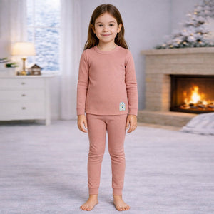 Little Surprise Box Stripes Maroon Round Neck Upper & Lower Body Thermal Winter Warmers - 2 - 3 Years Kids Thermal Wear