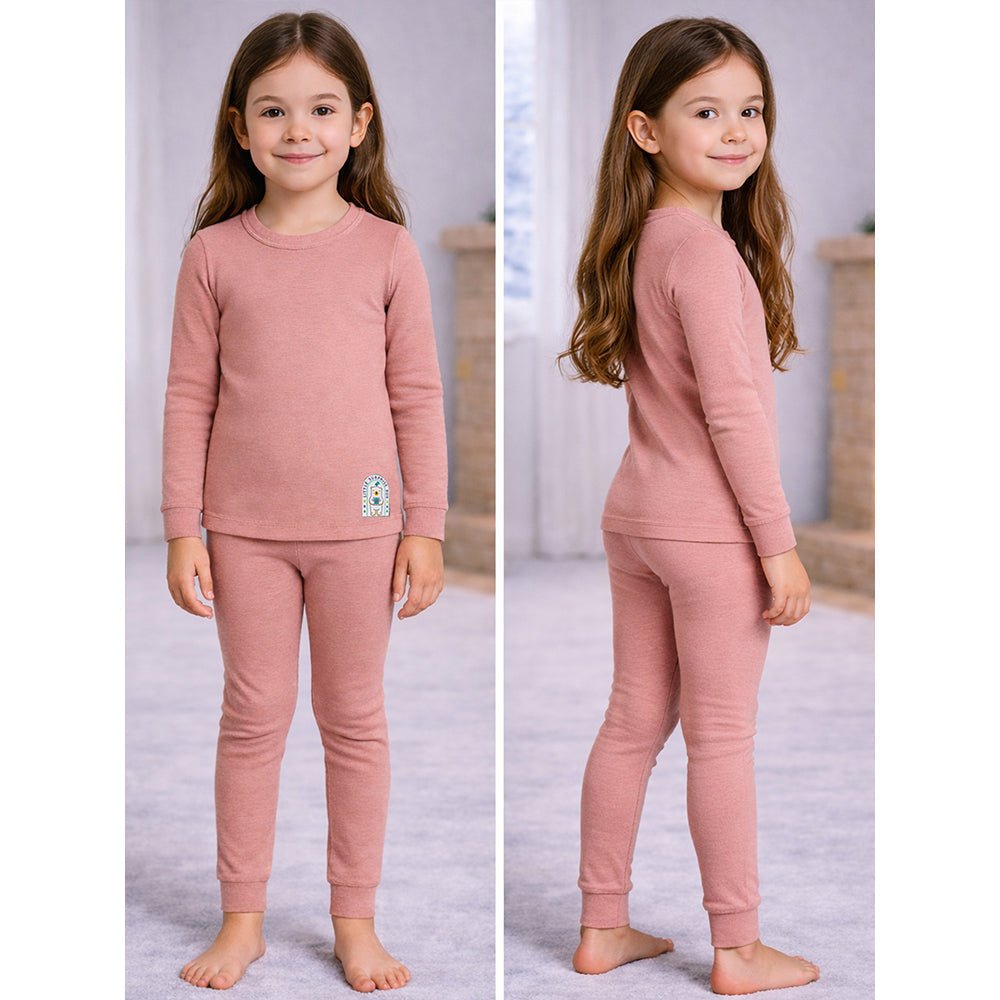 Little Surprise Box Stripes Maroon Round Neck Upper & Lower Body Thermal Winter Warmers - 2 - 3 Years Kids Thermal Wear