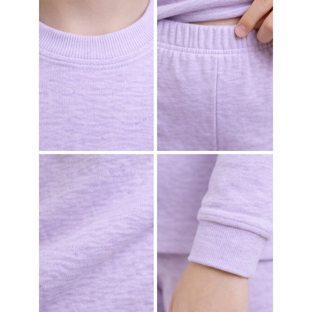 Little Surprise Box Stripes Purple Round Neck Upper & Lower Body Thermal Winter Warmers - 2 - 3 Years Kids Thermal Wear