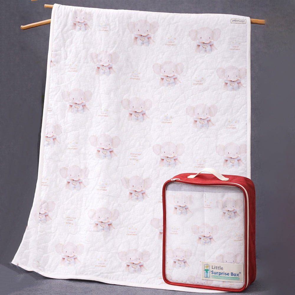 Little Surprise Box Superhero Elephant Quilted Cotton Baby Wrapper with Hood - Baby Blanket