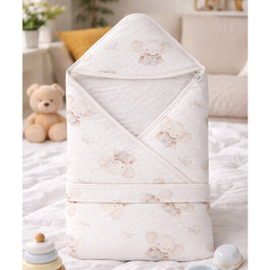 Little Surprise Box Superhero Elephant Quilted Cotton Baby Wrapper with Hood - Baby Blanket