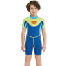 Little Surprise Box Superhero Green & Blue 2.5mm Neoprene Knee Length Kids Half Sleeves Swimwear - LSB-SW-SUHEROGRNBLU-S