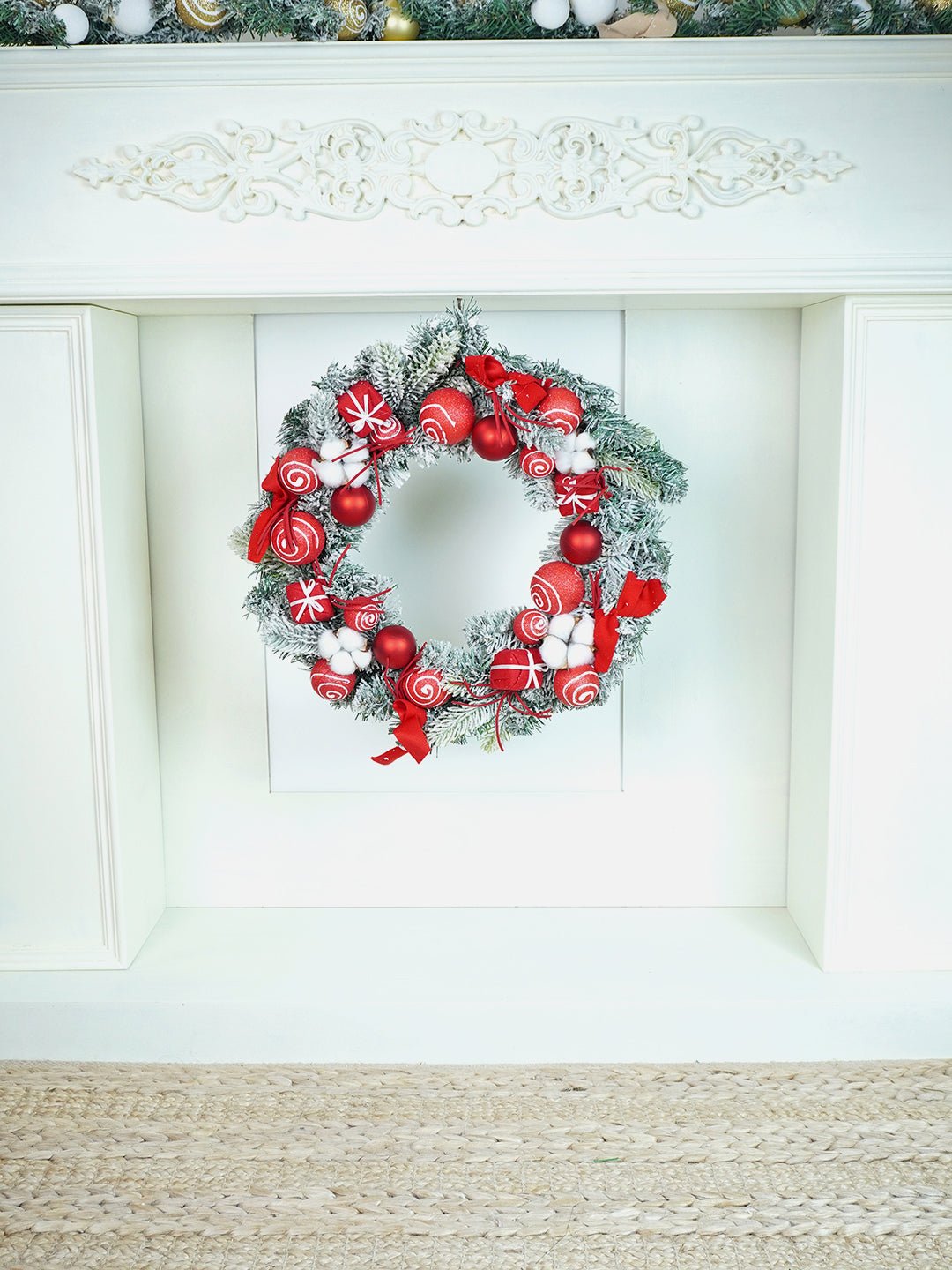 Little Surprise Box Swirl artificial Bushy Christmas Wreath for wall Door & Tree Christmas Décor 18 inches - LSB - CMS - RDSWRL - WRTH