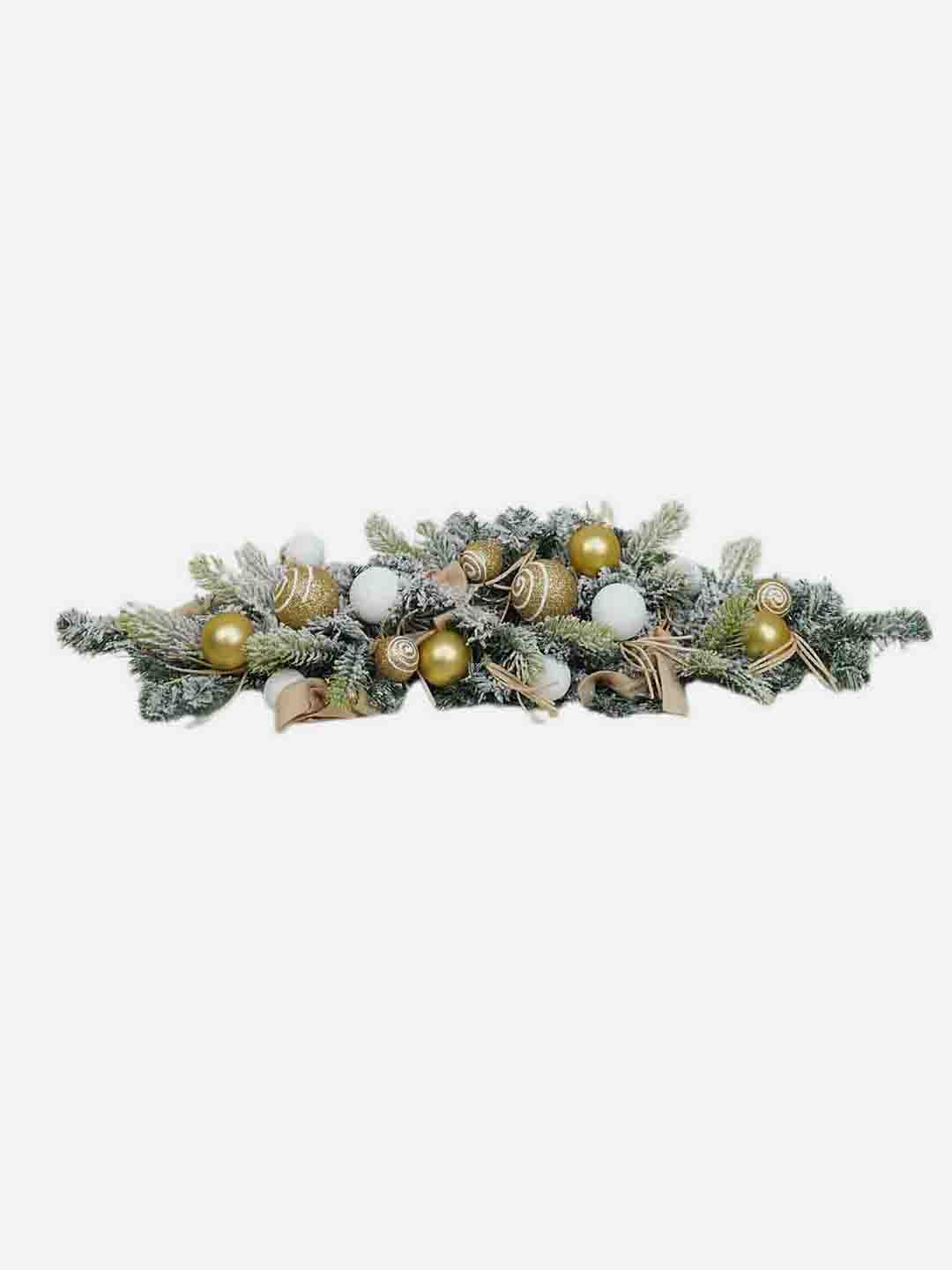 Little Surprise Box Swirl Snow Frosted & Ornament Fillers Bushy Christmas Door Garland for Christmas Décor 2 feet - LSB - CMS - DORGLDSWRL - DRGRLND