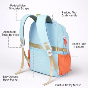 Little Surprise Box Teal, Orange & Brown Color - Block with Character Pouch School Backpack for Kids - School Bag