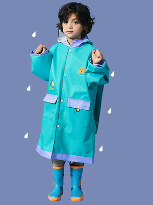 Little Surprise Box, Teal Orange Lion knee length raincoat for kids - LSB - RC - TEAL - LION - LK - S
