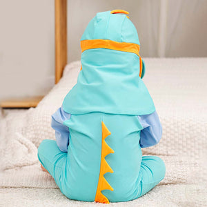 Little Surprise Box Teal & Orange Spikes Swimwear Set + Long Cap, Wash Bag & Detergent - 3 - 4 Years Kids Swimwear