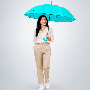 Little Surprise Box Teal Solid Border Umbrella | The Mom Store - Monsoon Wear