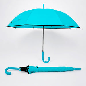 Little Surprise Box Teal Solid Border Umbrella | The Mom Store - Monsoon Wear